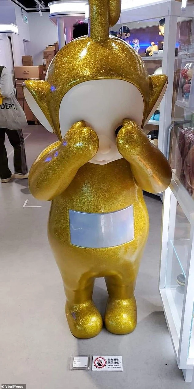 The 5.9-foot-tall golden sculpture was smashed into pieces at a toy store in Langham Place shopping mall in Hong Kong's Mongkok district, China on Sunday, May 22.
