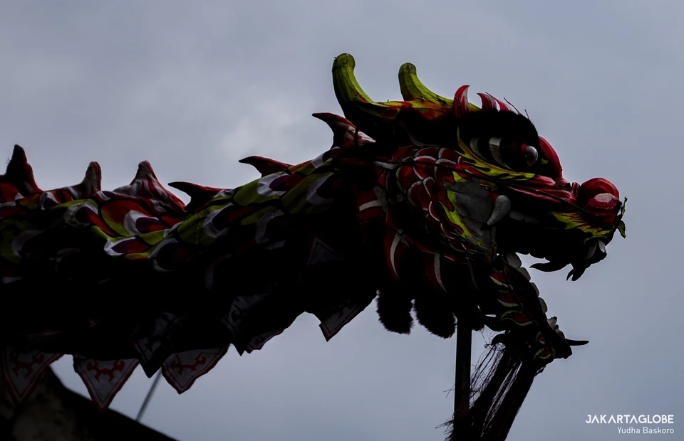 A Liong silhouette is seen during training at the Naga Merah Putih headquarters in Bogor, West Java, January 15, 2022. (JG Photo/Yudha Baskoro)