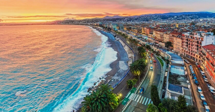 Nice, France in the evening after sunset