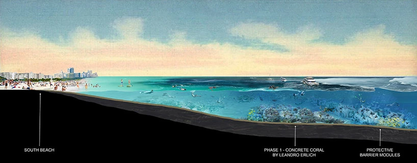 OMA / shohei shigematsu design 'ReefLine' public underwater sculpture park in Miami Beach